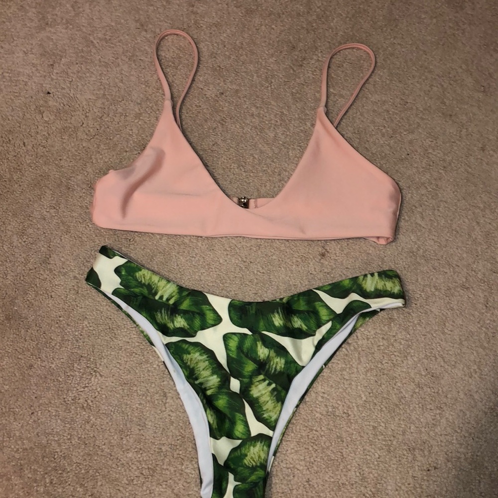 Pink and leafy bikini
